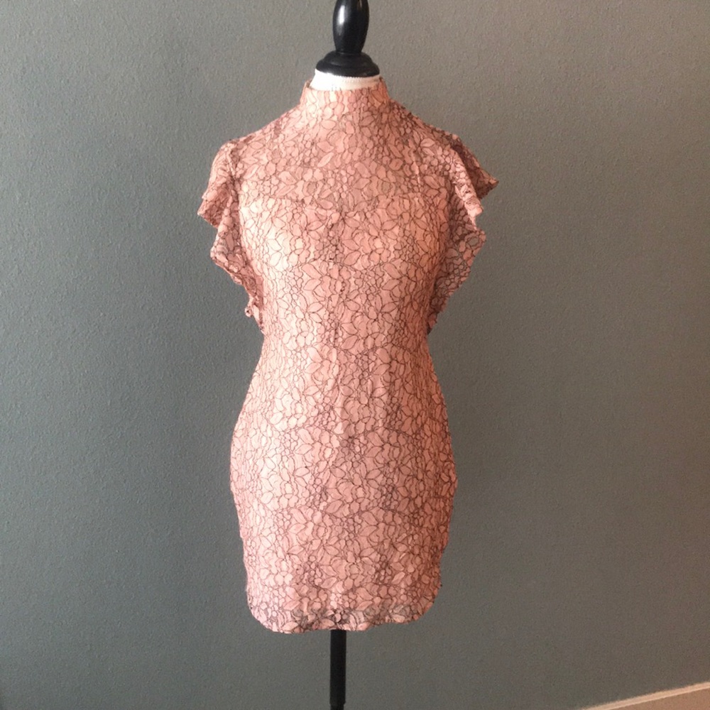 Pretty Little Things nude blush lace mini dress